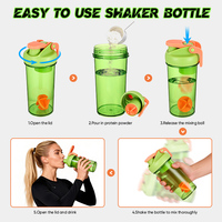 Bouteilles shaker pour protéines sans BPA, 700 ml (23 oz), avec boules mélangeuses, poignée et couvercle à bec.
