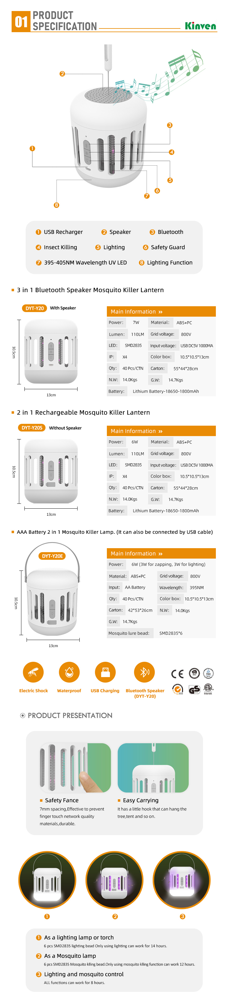 Dayang Electric mosquito zapper fly  led lamp lantern tent light mosquito killer lamp