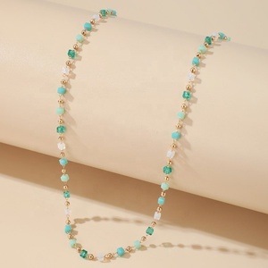 O. G o.t collier <span class=keywords><strong>en</strong></span> perles rondes plaqué or, pour fille, chaîne perlée, Style vert et blanc - Product Image 4