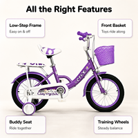 Vélo pour enfants ergonomique avec siège épaissi et protection de chaîne intégrale, pour filles de 2 à 9 ans, motif chaton mignon
