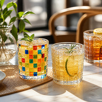 Verre à boire en verre gaufré coloré, verre à eau, verre à jus, verre highball pour café, restaurant, OEM, ODM