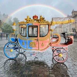 Calèche royale classique de luxe haut de gamme à quatre roues de couleur personnalisée / Calèche électrique de tourisme européenne - Product Image 1