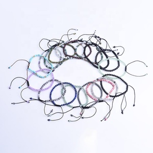Pulsera de Cuentas Redondas de Piedra Natural de 4 mm, Cuerda Negra Tejida a Mano, Ajustable, de la Amistad - Product Image 3