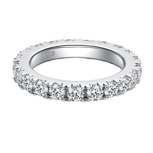 Bague de fiançailles de luxe en moissanite taille brillant 1 carat de qualité supérieure, sertie à griffes, en argent sterling 925 plaqué, bijoux de mariage - Product Image 3