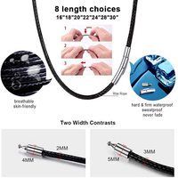 Collier en cuir tressé imperméable pour hommes Chaîne en corde de cire, bijoux à fermoir en acier inoxydable disponibles sur mesure