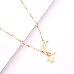 Collana con Ciondolo in Oro 18k Catene da <span class=keywords><strong>18</strong></span> Pollici con Forma di Luna e Stella - Product Image 4