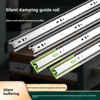Glissières de tiroir silencieuses en acier inoxydable à trois sections avec amortisseur épaissi ; Rails coulissants pour armoire multi-longueurs