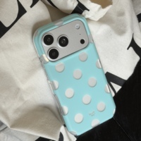 Coque de téléphone classique et élégante, argent brillant à pois vert menthe, pour iPhone 17 Pro Max, 17 Pro, 17, 16, 15 – Coque arrière de protection