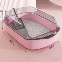 Litière pour chat en plastique PP semi-fermée, grande capacité 20L, facile à nettoyer, rectangulaire, écologique, modèle Hore, best-seller
