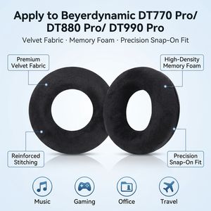 Almohadillas de terciopelo Beyerdynamic DT880 Pro para DT770 Pro/<span class=keywords><strong>DT990</strong></span> Pro, repuestos de auriculares supraaurales reemplazables y resistentes al sudor - Product Image 3