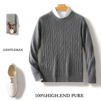 Pull en laine pure à 100 % pour homme, col rond épaissi pour l'automne et l'hiver, tricot décontracté, personnalisation OEM ODM disponible