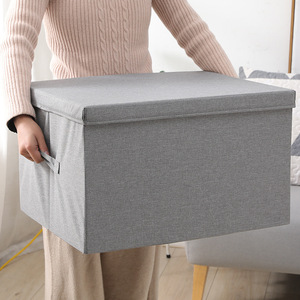 Clothing Organizer Fabric <b>Storage</b> <b>Boxes</b> Rectangle Gray With Lid For Wardrobe Toy And Clothing <b>Storage</b> - Product Image 3