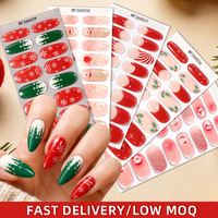 Autocollants pour ongles en gel semi-durcis non toxiques, personnalisés pour Noël, avec motifs de baies de houx, flocons de neige, Père Noël, bonhomme de neige, paillettes et sapins, pour les fêtes d'hiver