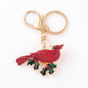 Porte-clés Pendentif Oiseau Rouge en Strass en Alliage de Zinc Imperméable, Accessoire de Mode pour Sac à Dos et Voiture - Product Image 1