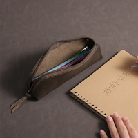Pochette à crayons vintage en cuir véritable, fabriquée à la main, avec fermeture éclair rétro, pour le bureau, l'école et les fournitures scolaires, vente en gros par RR Factory