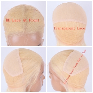 Per i primi capelli brasiliani a densità di 130 150% non trasformati a forma di corpo 613 pizzo HD # parrucca piena di pizzo 613 trasparente per bambini # biondo - Product Image 6