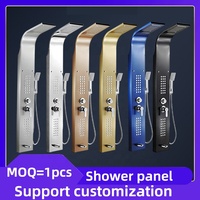 Ensemble de panneaux de douche muraux en acier inoxydable SUS304, finition chromée brossée, jet doux, mitigeur à poignée unique, pommeau de douche carré