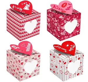 Kotak hadiah berbentuk hati dapat dilipat populer di Eropa dan Amerika, kotak kue motif cinta, kotak hadiah permen coklat Natal