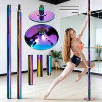 Pôle de danse autoportant multicolores en gros avec hauteur réglable, fournitures professionnelles de pole dance pour les chaînes de clubs de fitness