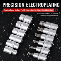 Jeu de douilles à pression CR-V 34 pièces avec adaptateurs 5/16"F 3/8"M, embouts de tournevis Torx en étoile, pour percer des trous, réparation automobile, étui rigide