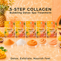 Kit de Pédicure Tropical Détox au Collagène à Bulles 5 Étapes en 1 Boîte, Ensemble Spa Pédicure Effervescent pour Entreprise de Beauté et Spa, Marque Privée OEM
