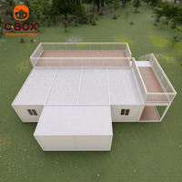 Cbox Maison Modulaire Détachable à 2 Étages avec Terrasse Spacieuse, Villa de Vacances, Cabane Modulaire Détachable en Conteneur