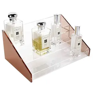 Présentoir pour organisateur de parfum en or rose, série Moonlight à 3 étages, pour salon de beauté