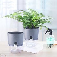OEM ramah lingkungan kecil diri penyiraman Pot bunga malas Pot tanaman hidroponik rumah kantor Desktop desain bentuk taman aplikasi