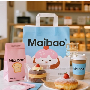 Sac en <span class=keywords><strong>papier</strong></span> kraft brun personnalisé écologique avec poignée plate, sac de livraison de nourriture à emporter pour restaurant - Product Image 1