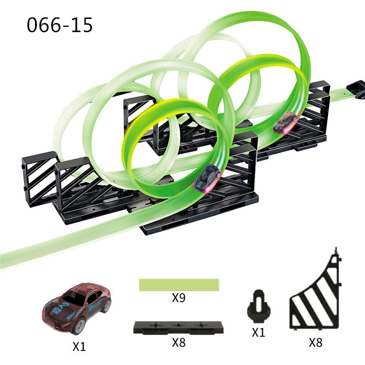 Newest High Speed Super Loop Speedway Glow Track Set Including Two Luminous Pull Back Car, Fluorescent Track & Accessories