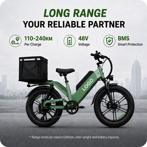 Bicicleta Eléctrica de Carga de Largo Alcance, Llanta Gruesa de 20 Pulgadas, 48V 750W, Cuadro de Aluminio, 7 Velocidades, Batería Integrada, Freno de Disco, Suspensión Trasera - Product Image 1