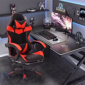 Chaise de jeu de course E-Sports à dossier haut, rembourrée, moderne, réglable en hauteur, ergonomique, pivotante, en cuir PU - Product Image 6