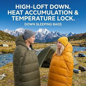 Sac de couchage mummy en duvet avec col et tube ajustables, boîte à pieds 3D, pour temps froid, en nylon léger, type enveloppe, pour camping hivernal, usine certifiée ISO9001 - Product Image 6