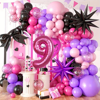 Rose noir violet thème ballon couronne arc ensemble ballon chaîne ensemble anniversaire mariage fête décoration Globos