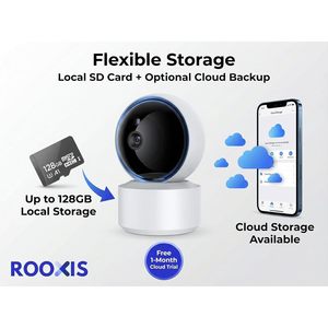 Cámara de Seguridad Interior Rooxis 2K Inalámbrica 360 PTZ WiFi, Monitor para Bebés y Mascotas, Detección de Movimiento, Seguimiento Automático, Visión Nocturna - Product Image 6