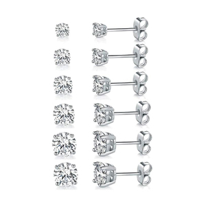 Thiết kế trang sức kim cương nhân tạo thời trang, bạc Ý S925, tùy chỉnh cổ điển, dành cho nữ và nam, zircon, moissanite, khuyên tai dạng đinh cao cấp - Product Image 1
