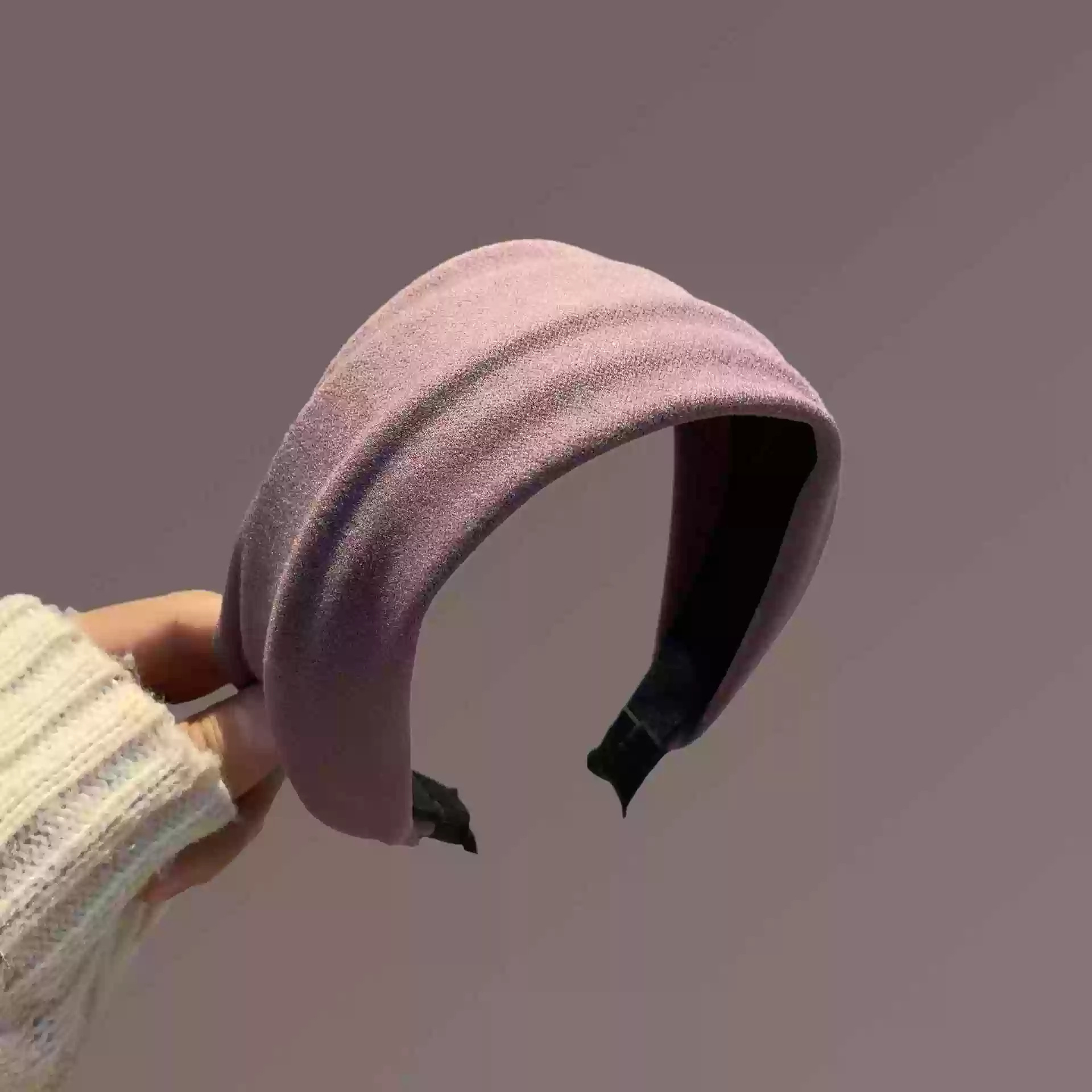 Wide-brimmed woolen headband-purple