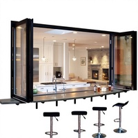 Ventana Plegable Horizontal de Doble Apertura, de Aleación de Aluminio y Vidrio Templado, Insonorizada, Resistente al Viento, Personalizable