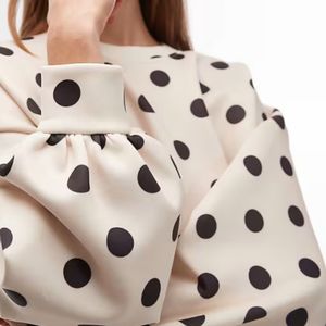 Dames Met Stippen Bedrukt Oversized Sweatshirt Met Ballonmouwen - Product Image 4