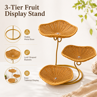 Panier de rangement en rotin à trois étages, écologique, fait main, pour pain, fruits, pique-nique, idéal pour salon et bureau – Vente directe usine