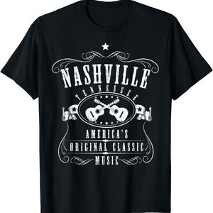 Camiseta de Música Country de Nashville, 100% Algodón, Logotipo Vintage de Músico de Tennessee, Antiarrugas y Antiretracción, Corte Holgado - Product Image 1