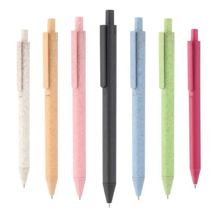 قلم من القش والقمح صديق للبيئة بسعر رخيص قلم حبر جاف ترويجي