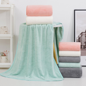Ensemble de serviettes de bain en polaire corail, couleur unie, rectangulaires, pour usage domestique, absorbantes, sans peluches, inaltérables, avec option logo - Product Image 1