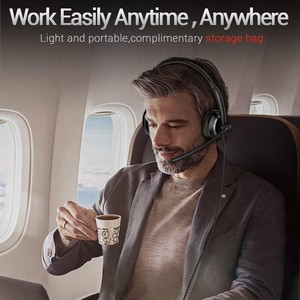 AWATRUE EH05 Wired <b>USB</b>/3.5mm Office Headset with ENC Noise Canceling <b>Mic</b>, Over-Ear Call Center Headphones with Inline Control - Product Image 4