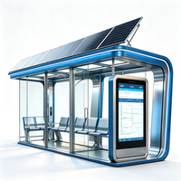 Abri de bus intelligent moderne personnalisable avec logiciel Cloud, écran publicitaire à LED et affichage des prévisions météo