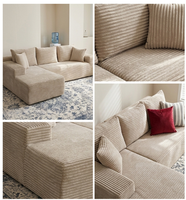 Canapé modulaire d'angle luxueux 2 places en velours côtelé - Canapé en mousse à mémoire de forme compressée avec housse lavable