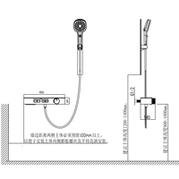 Douche à main cascade 2 fonctions avec brosse, finition nickel, corps en acier inoxydable, petite robinetterie de douche pour salle de bain