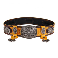 Cinturón Mongol de piel de vaca pura para hombre, accesorio tradicional, Retro, étnico, Túnica mongola
