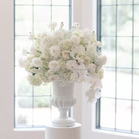 Arrangements floraux de mariage MoKtong, boule de fleurs de roses blanches en soie premium de 70 cm pour mariage, pour présentation sur cheminée avec orchidée