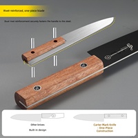 Ensemble de 6 couteaux de cuisine, lames en acier inoxydable 1.4116, revêtement en titane, manches en bois ambidextres, durables, tranchants, à bord droit